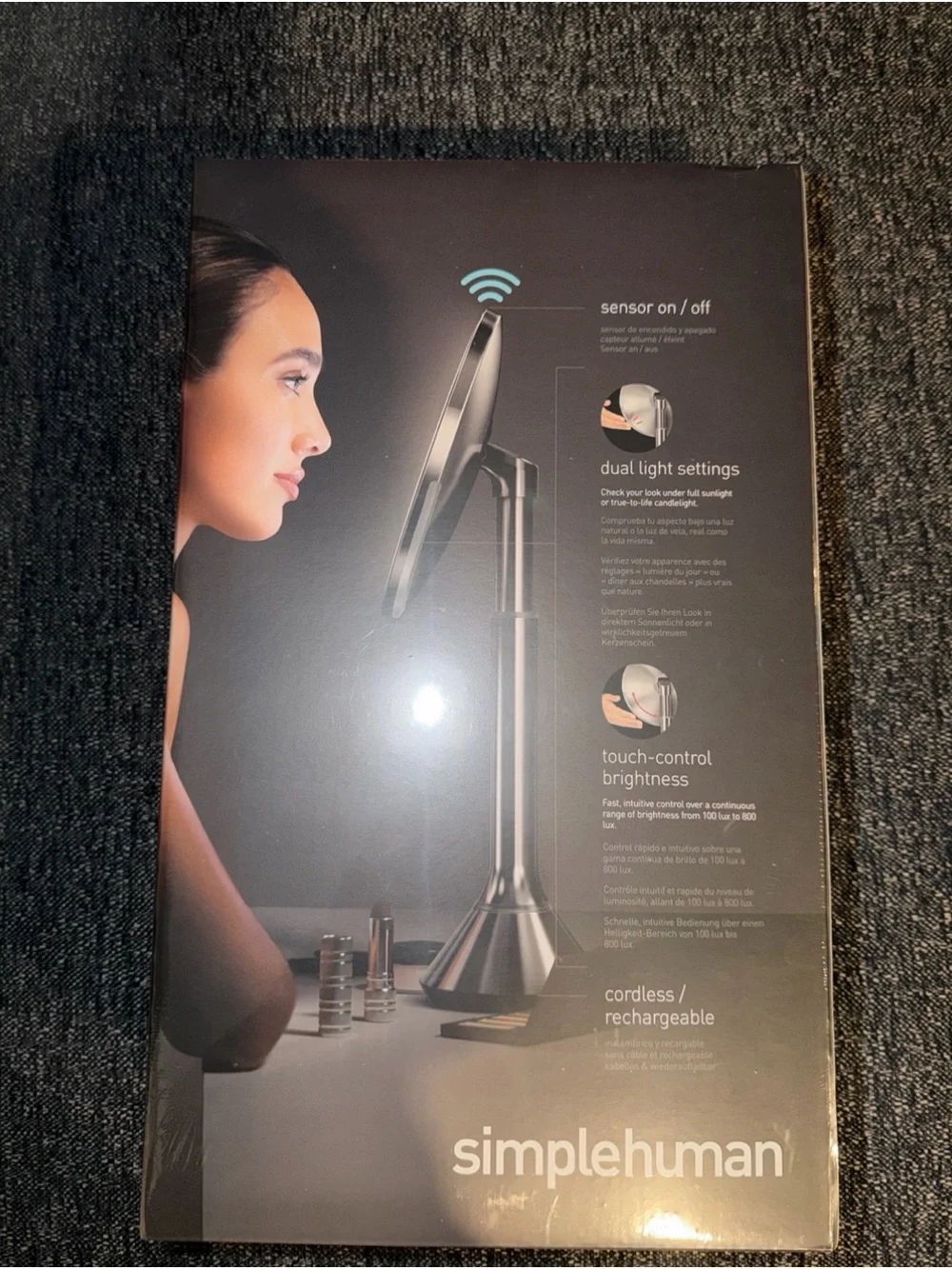 simplehuman Silver LED Rechargeable Sensor Mirror